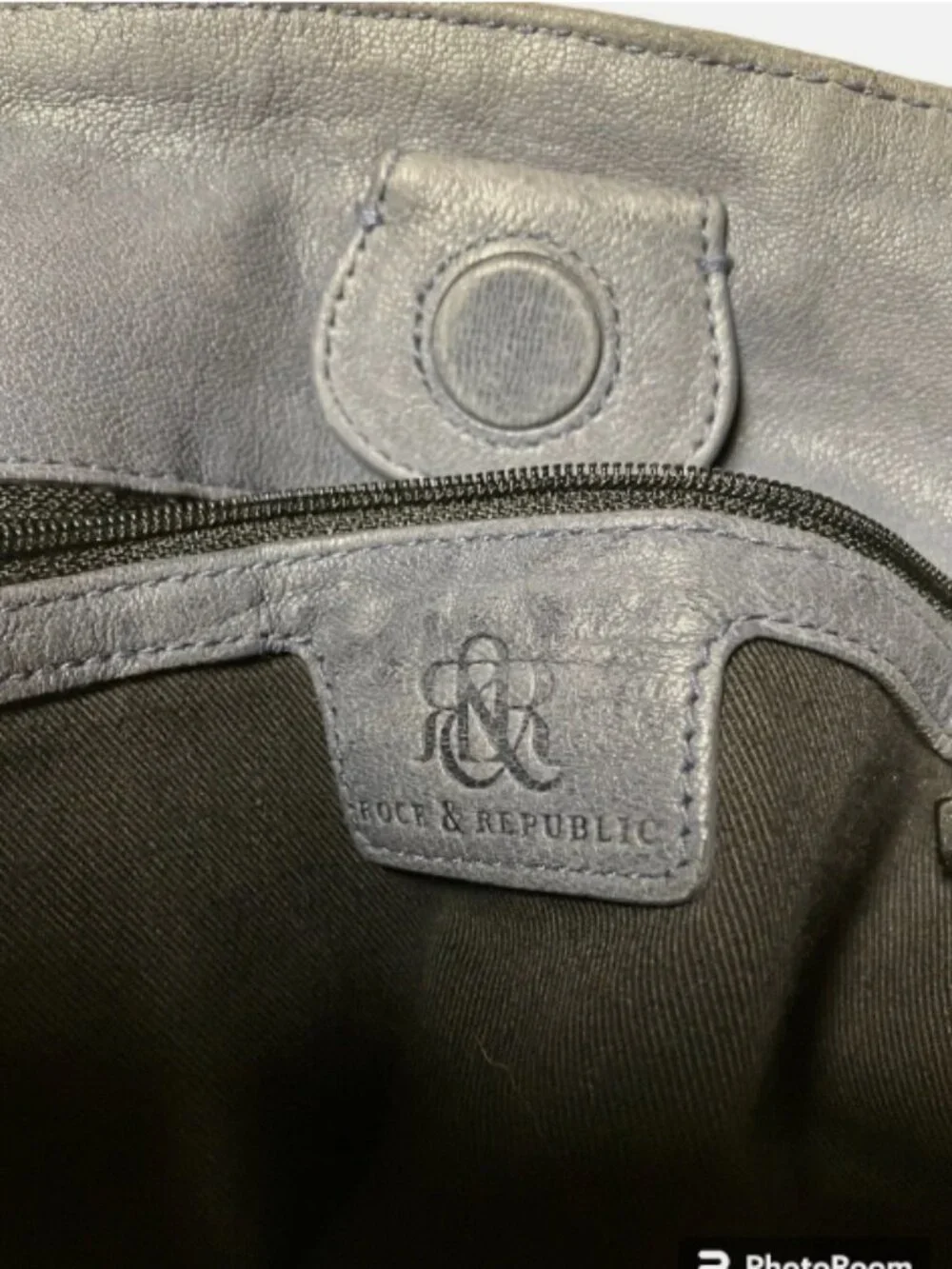 ROCK AND REPUBLIC PEWTER GRAY WEATHERED LEATHER SLOUCH SHOULDER BAG